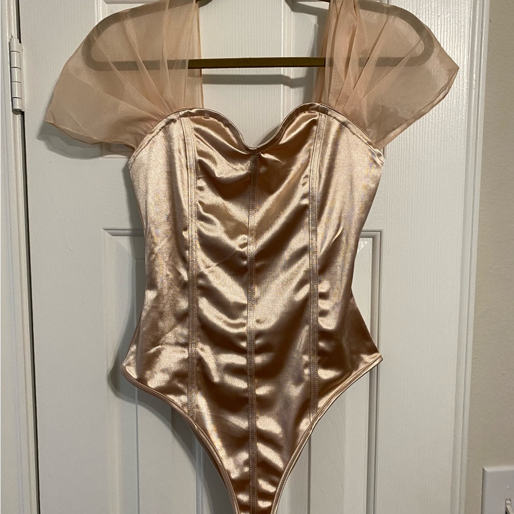 Champagne Satin Bodysuit Size M